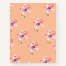 Pink Floral Notebook – Orange Pastel Pattern Notizbuch