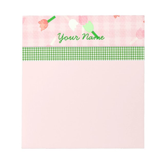 Pink Floral Notepad Notizblock (Vorderseite)