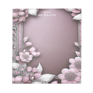 Pink Floral Notepad Notizblock