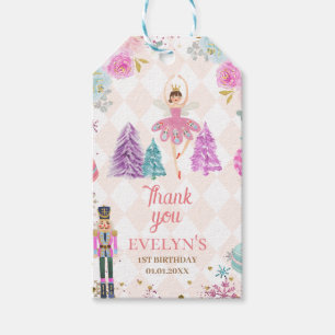 Pink Floral Nutcracker Land der Süßigkeiten Geburt Geschenkanhänger