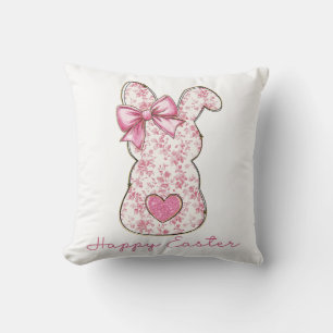 Pink Floral Ostern Bunny Coquette Bow Kissen