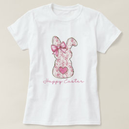 Pink Floral Ostern Bunny Coquette Bow T-Shirt