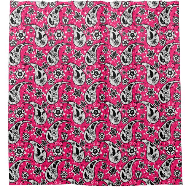 Pink Floral Paisley Design Duschvorhang (Vorderseite)