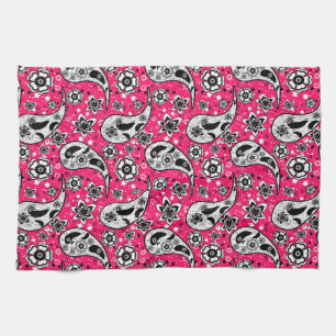 Pink Floral Paisley Design Geschirrtuch