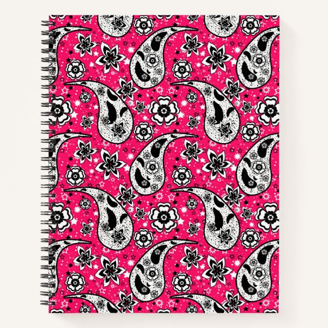 Pink Floral Paisley Design Notizbuch (Vorderseite)