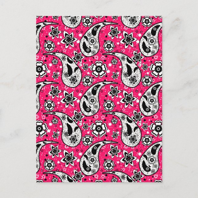 Pink Floral Paisley Design Postkarte (Vorderseite)