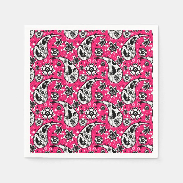 Pink Floral Paisley Design Serviette (Vorderseite)