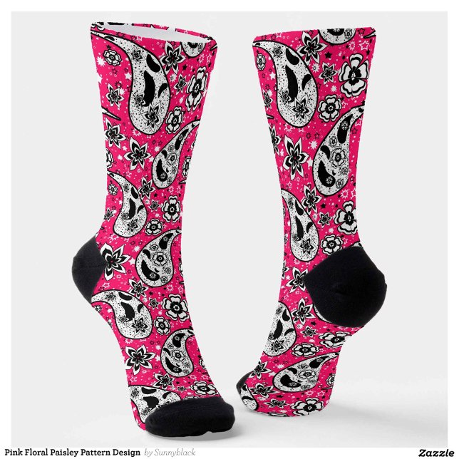 Pink Floral Paisley Design Socken (Von Creator hochgeladen)