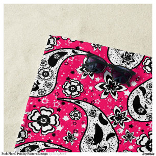 Pink Floral Paisley Design Strandtuch
