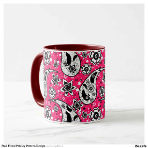 Pink Floral Paisley Design Tasse