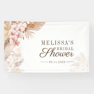 Pink Floral Pampas Grass Boho Brautparty Banner