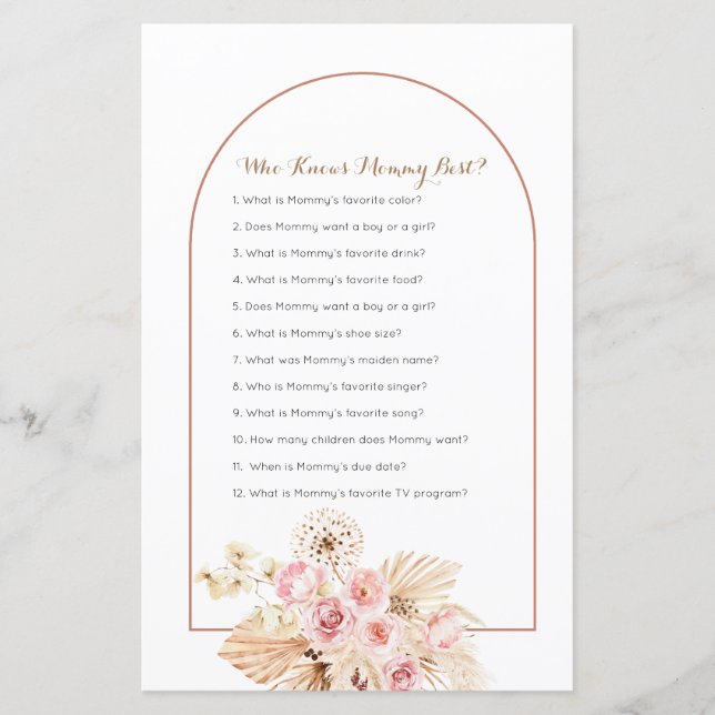 Pink Floral Pampas Grass, der Mommy Best Game kenn (Vorderseite)