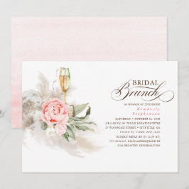 Pink Floral Pampas Grass Grüne Bridal Brunch Einladung