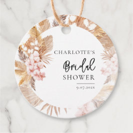 Pink Floral Pampas Grass Script Brautparty Geschenkanhänger