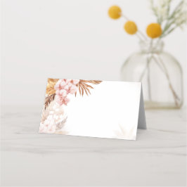Pink Floral Pampas Grass Terracotta Wedding Platzkarte