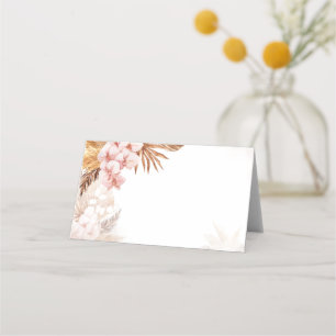 Pink Floral Pampas Grass Terracotta Wedding Platzkarte