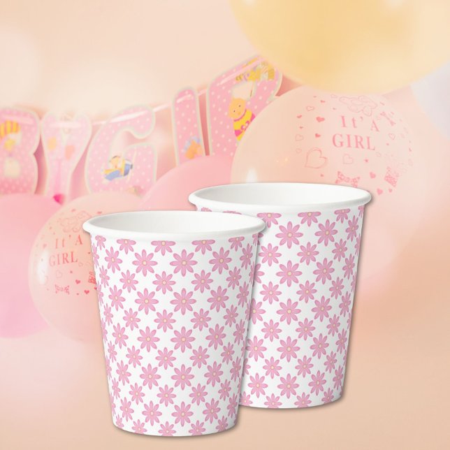 Pink Floral Paper Cups Pappbecher (Von Creator hochgeladen)