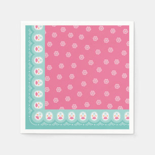 Pink Floral Pattern Girl Birthday Serviette