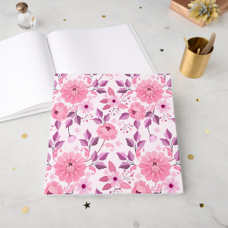 Pink Floral Pattern with Elegant Blossoms Gästebuch