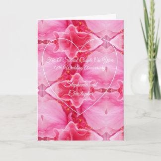 Pink Floral Personalisiert 12. Hochzeitstag Karte