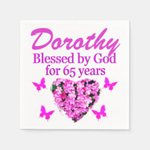 PINK FLORAL PERSONALISIERT 65. BIRTHTAGNAPKINS SERVIETTE