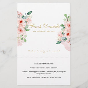 Pink Floral Personalisiert Candy Bar Wrapper