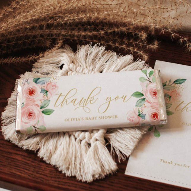 Pink Floral Personalisiert Candy Bar Wrapper Flyer (Von Creator hochgeladen)