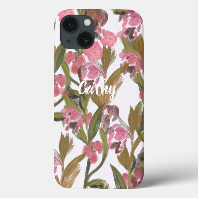 Pink Floral Personalisiert IPhone / iPad Gehäuse Case-Mate iPhone Hülle (Rückseite)