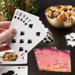 Pink Floral Personalisiert Name Inspiritivity Spielkarten