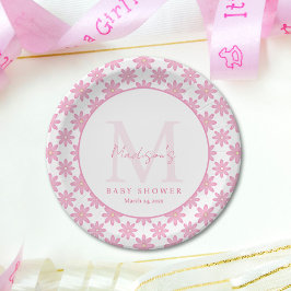Pink Floral Personalized Baby Shower  Pappteller