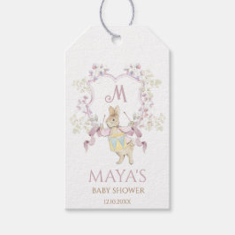 Pink Floral Peter die Rabbit Monogram Babydusche Geschenkanhänger