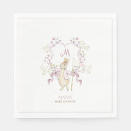 Pink Floral Peter die Rabbit Monogram Babydusche Serviette