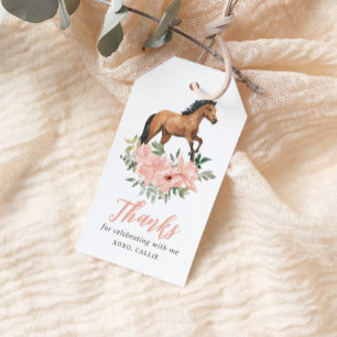 Pink Floral Pferd Geburtstagsparty Gefallen Tag Geschenkanhänger