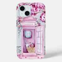 Pink Floral Phone Booth Personalisiert