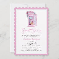 Pink Floral Phone Booth | Sweet 16 Einladung