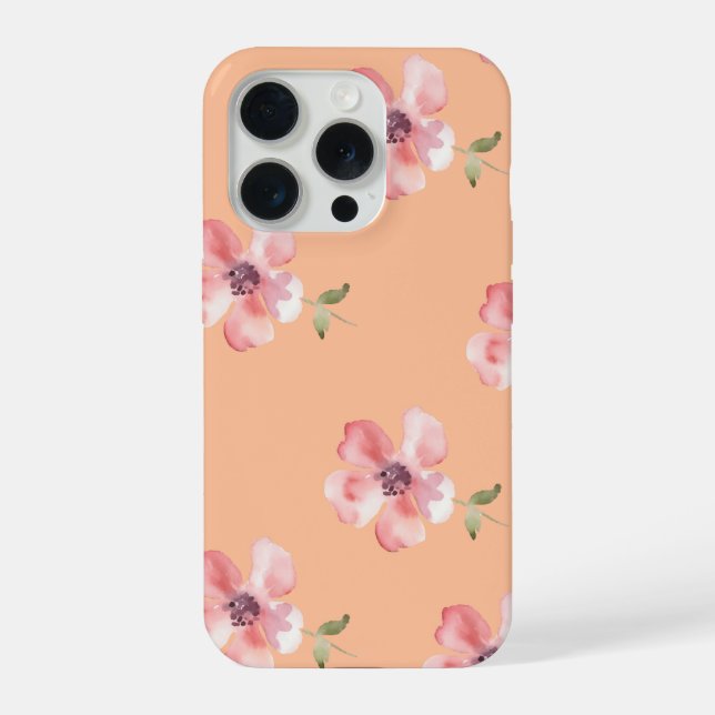 Pink Floral Phone Case – Orange Pastel Pattern iPhone Hülle (Rückseite)