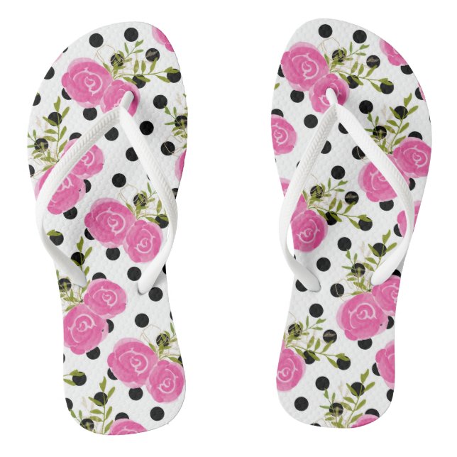 Pink Floral Polka dot Flip Flops (Fußbett)
