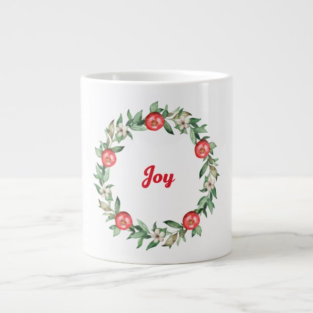Pink Floral Pomegranate Jumbo Joy Tasse (Vorderseite)