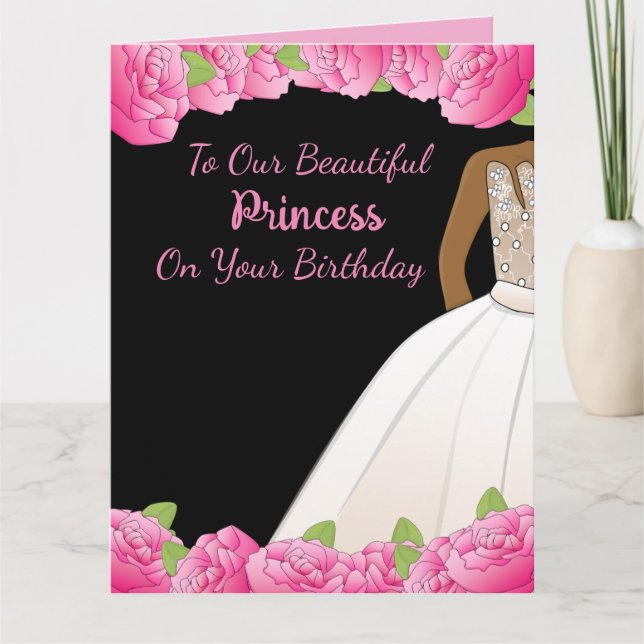 Pink Floral Princess Afrikanische Amerikanische To Karte (Vorderseite)