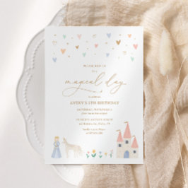 Pink Floral Princess Girl Birthday Party Einladung