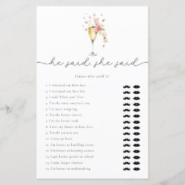 Pink Floral Prosecco sagte, sie sagte Bridal Game