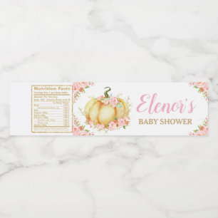Pink Floral Pumpkin Baby Shower Baby Girl Gefallen Wasserflaschenetikett