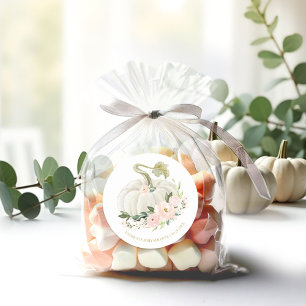 Pink Floral Pumpkin Fall Baby Dusche Runder Aufkleber