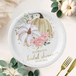 Pink Floral Pumpkin Fall Brautparty Pappteller