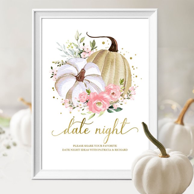 Pink Floral Pumpkin Fall Datum Night Jar Zeichen Poster (Von Creator hochgeladen)