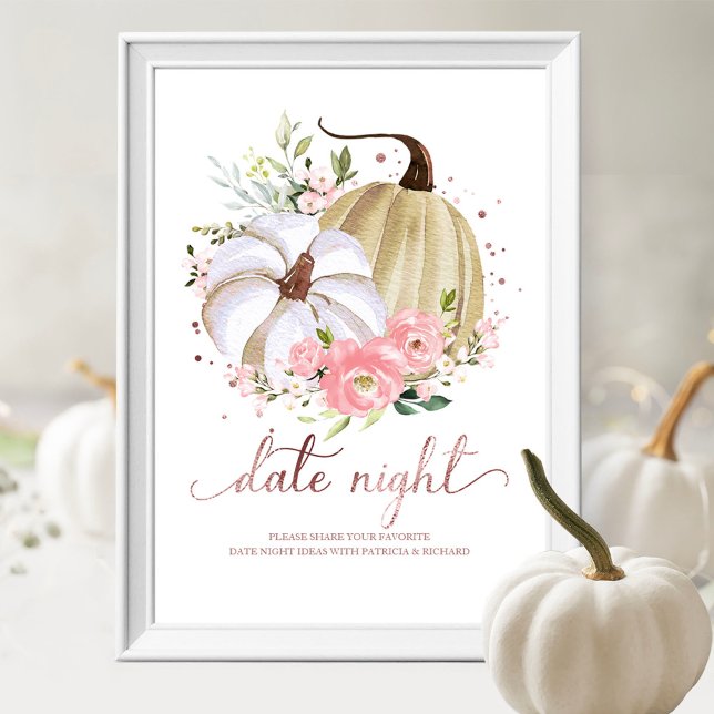 Pink Floral Pumpkin Fall Datum Night Jar Zeichen Poster (Von Creator hochgeladen)