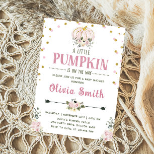 Pink Floral Pumpkin Fall Kinderdusche Einladung