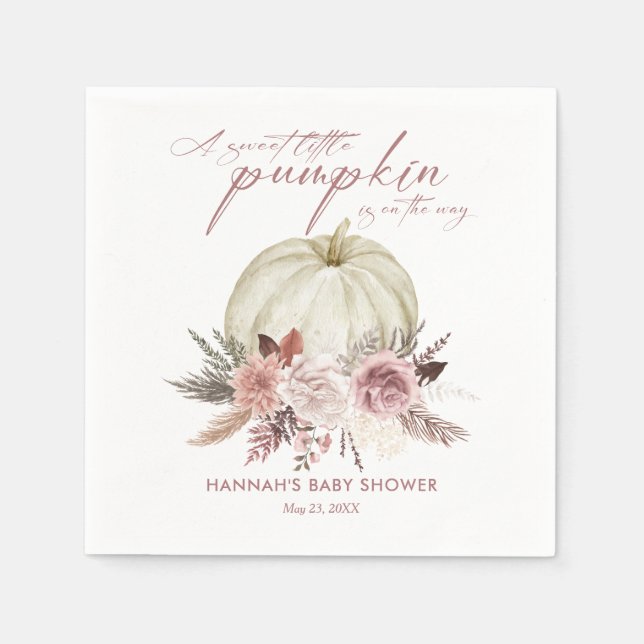 Pink Floral Pumpkin Girl Babydusche Serviette (Vorderseite)