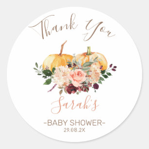 Pink Floral Pumpkins Baby Dusche Gefallen Sticker