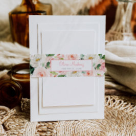 Pink Floral Quinceañera Einladung Bauch Band Rose